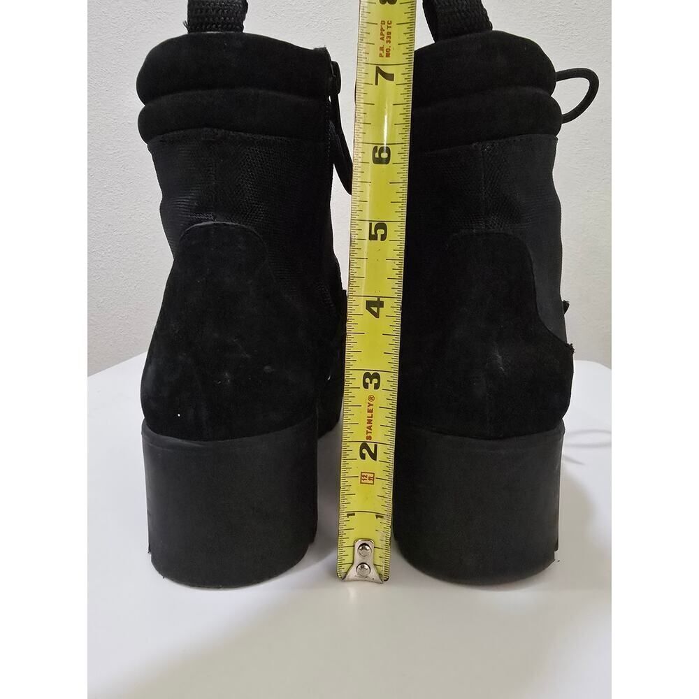 Steve Madden Women's Grady Lug-Sole Booties Black Lace Up Chunky Heels Size 9 - Picture 4 of 7